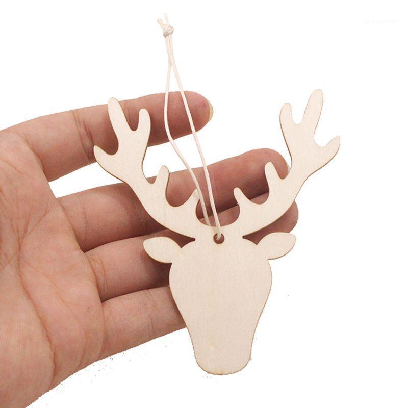 

Christmas Decorations For Home 10pcs Wooden Flake DIY Elk Bird Hanging Pendant Tree Decor Burlap Rope