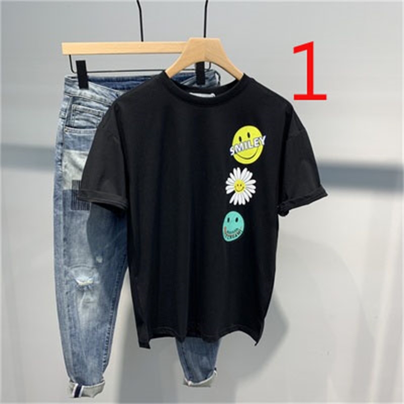 

2021 T-shirt Short Men's Summer New Solid Color Round Neck Half Sleeve Trend Ins Tide Brand H29t