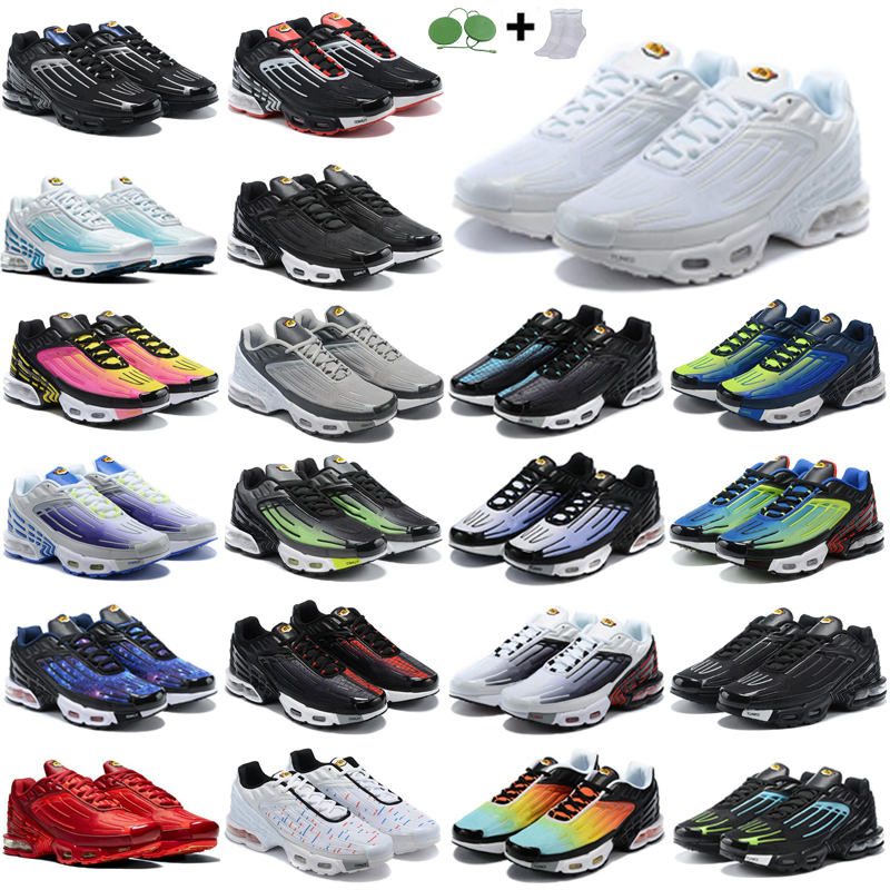 

TN Plus 3 Running shoes SE men women Neon grey red blue green parachute hyper royal Black Iridescent OG bred USA sneakers trainers sport size 36-45, Black white 40-45