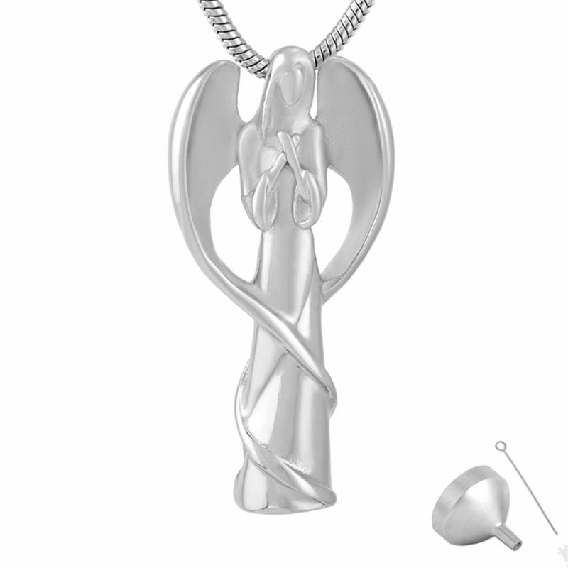 

Pendant Necklaces 9739 Angel Memorial Cremation Jewelry Urn Necklace For Ash Stainless Steel 20" Inch Chain + Filling Kit