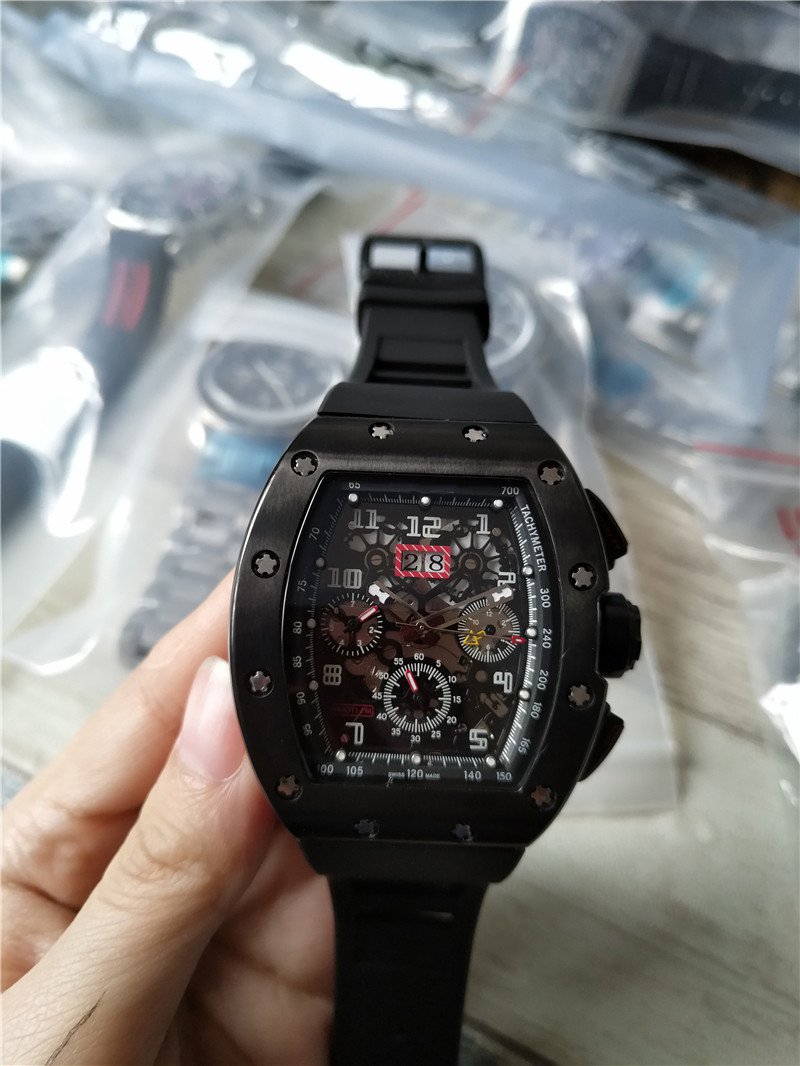 

Man Watch Hardlex Crystal Stainless Steel Automatic Mechanical mens Watches skeleton Dial Rubber Strap 001-3, Change to folding clasp