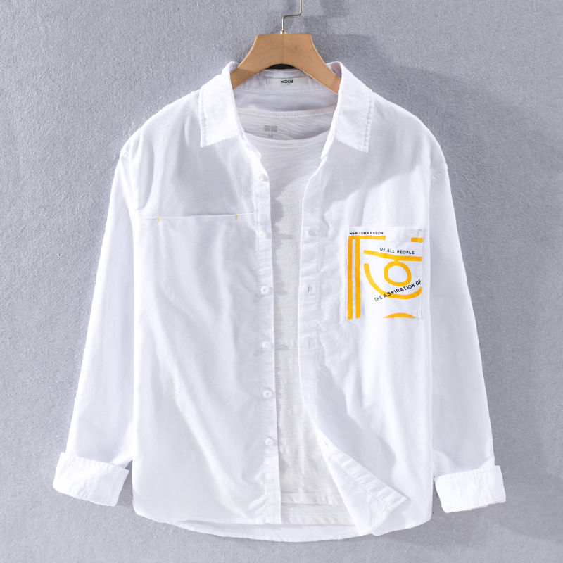 

2021 New Arrival Spring and Summer Oxford Pure Cotton Fashion White Shirts for Men Casual Comfortable Shirt Mens Bass