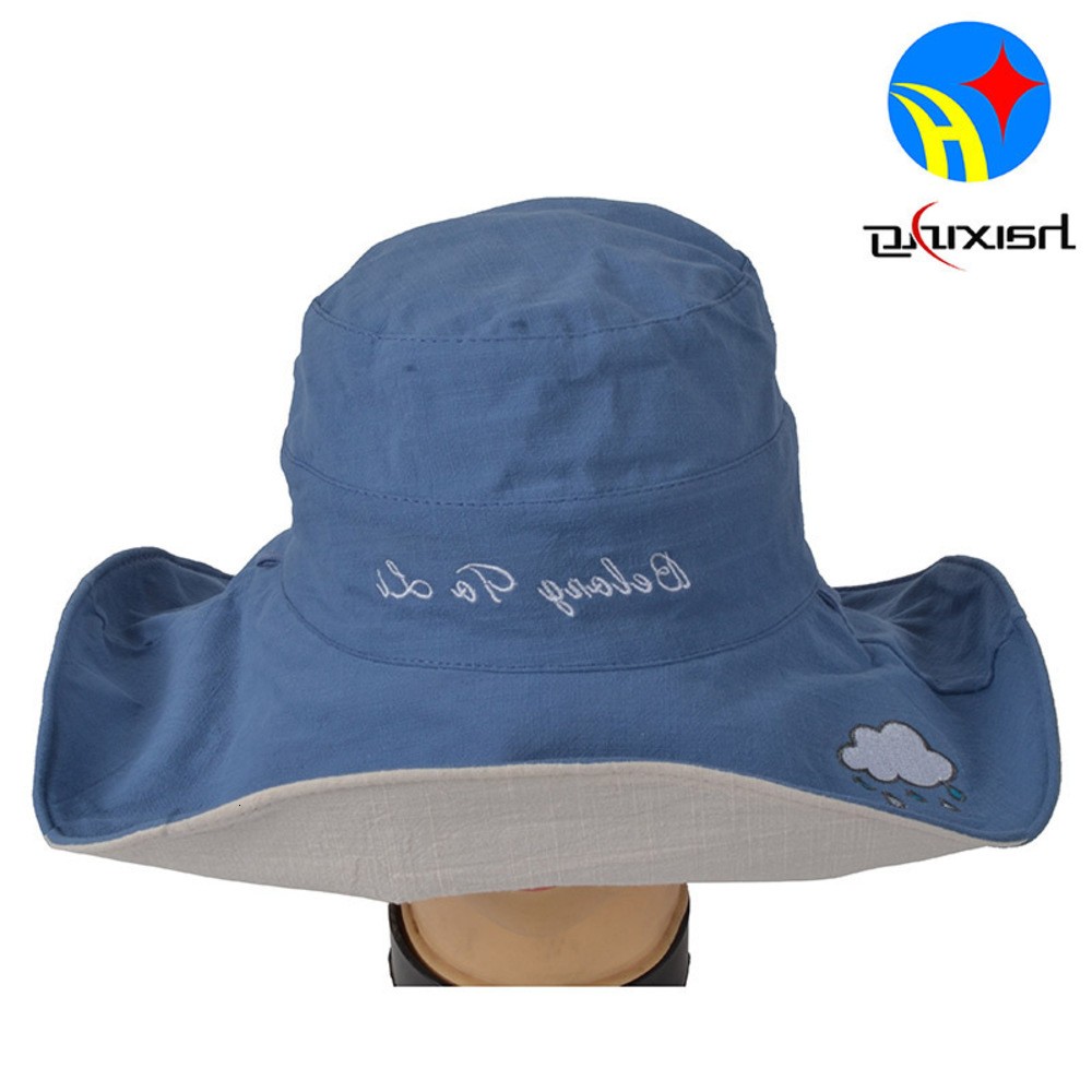 

Li runqi's fans shoot sun hat for women, Korean version showing face small big edge fisherman's, Blue;gray