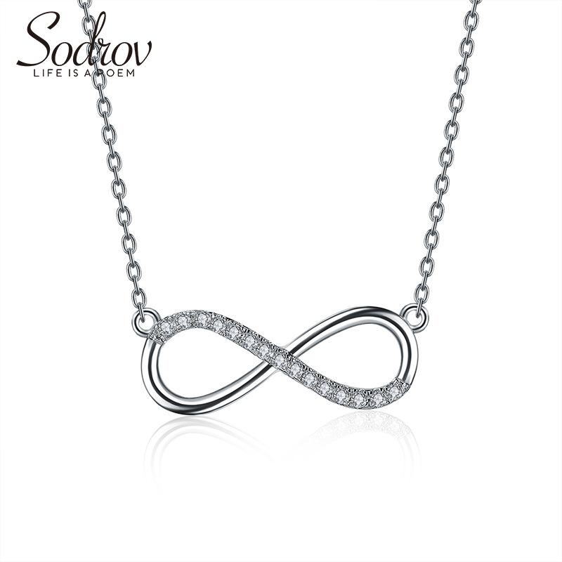 

Chains Sodrov Silver Necklace Infinity 925 For Women Jewelry Pendants Woman