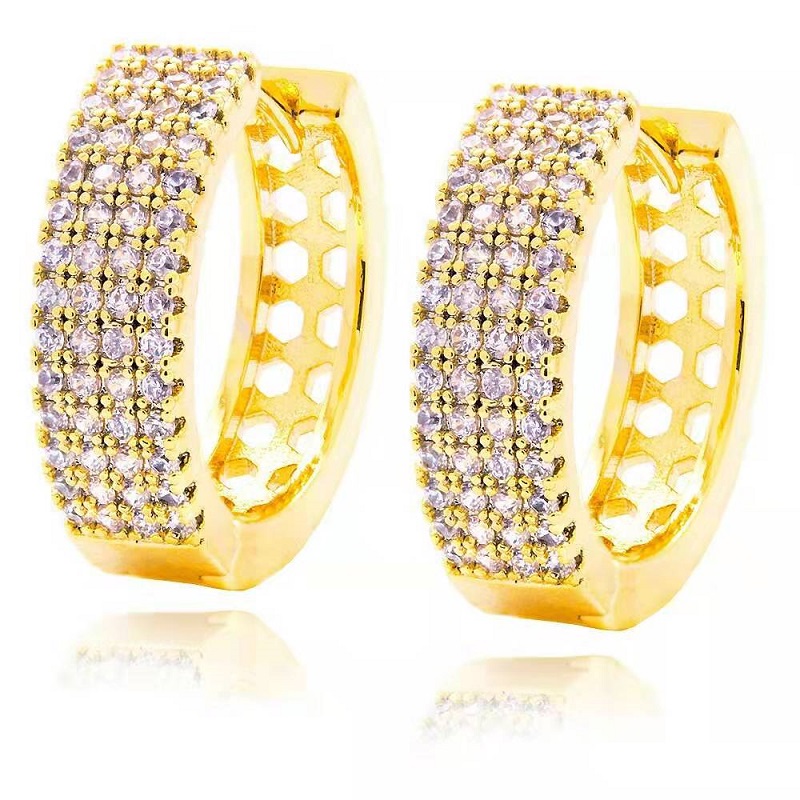 

iced out mini hoop earrings for men women hip hop luxury designer mens bling diamond huggie ear stud earring gold silver couple jewelry gift, Golden;silver