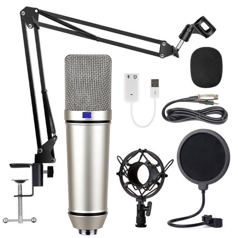 

U87 Condenser Microphone Stand Anchor Recording Set K Song KTV Game Live Broadcast Karaoke PC DJ Audio for Sound Card