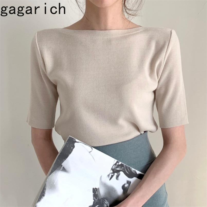 

Gagarich Women Tshirts Summer Elegant Korean Office Lady Top Thin Slim Bottoms Knit Solid Tops Drop 210708, Pink