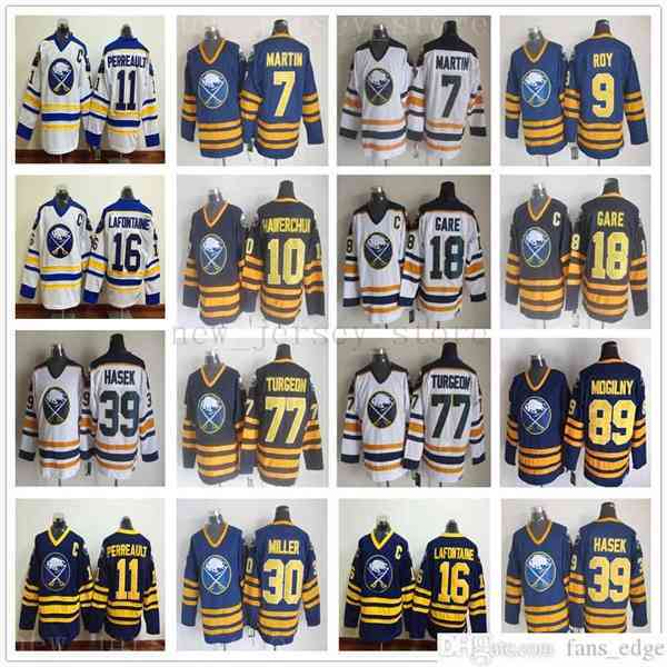 

Vintage CCM Buffalo Sabres 7 Rick Martin Jersey Hockey 18 Danny Gare 77 Pierre Turgeon Alexander Mogilny Derek Roy Ryan Miller Thoma Vanek, 77 pierre turgeon white