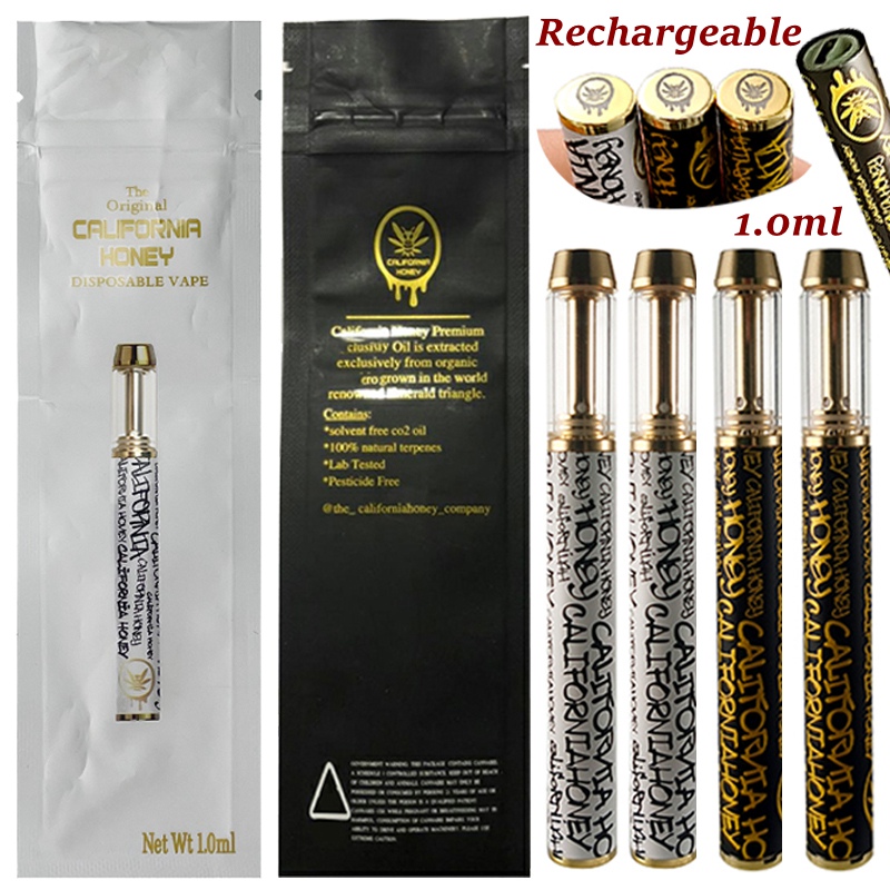 

1.0ml California Honey Disposable Vape Pen Copper Rechargeable E Cigarettes Atomizers Carts Thick Oil Vaporizer 530mAh With Cartridges Packa