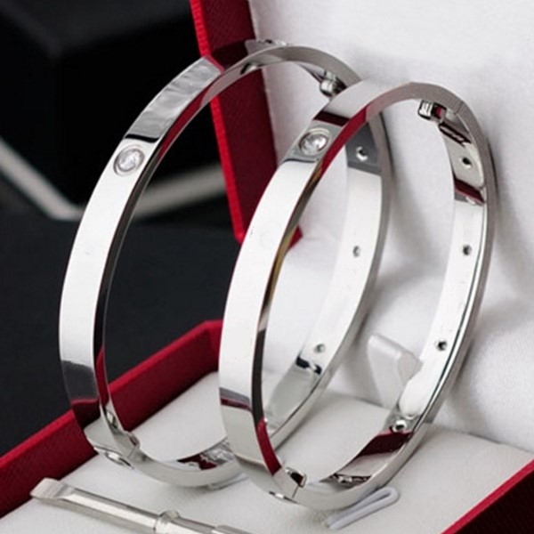 

Gold, silver stainless steel bangle love cz diamond bracelet with screwdriver and box set