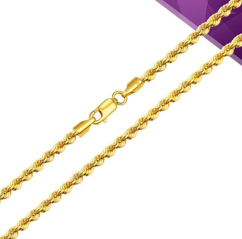 

21.6"L Yellow Gold Necklace Women & Men Rope Chain Link 3mmW 6.25 G Chains