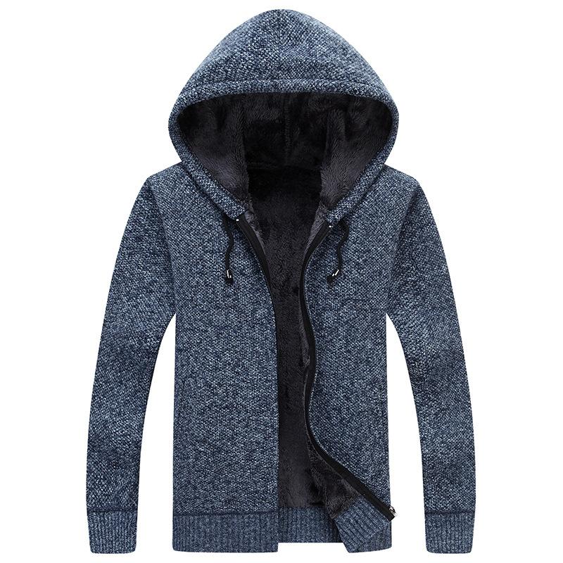 

Men's Sweaters Fashion Hooded Loose Casual Sweater Men Long Sleeve Zipper Knitted Man Thick Warm Cardigan Pull Homme, White;black