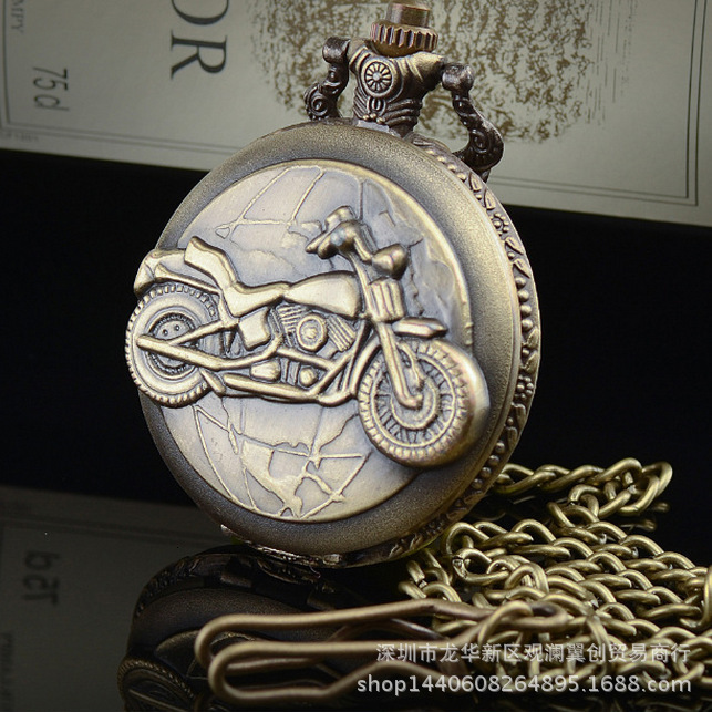 

Creative fashion motorcycle flip Quartz Pocket Watch/QM88QM88, Slivery;brown