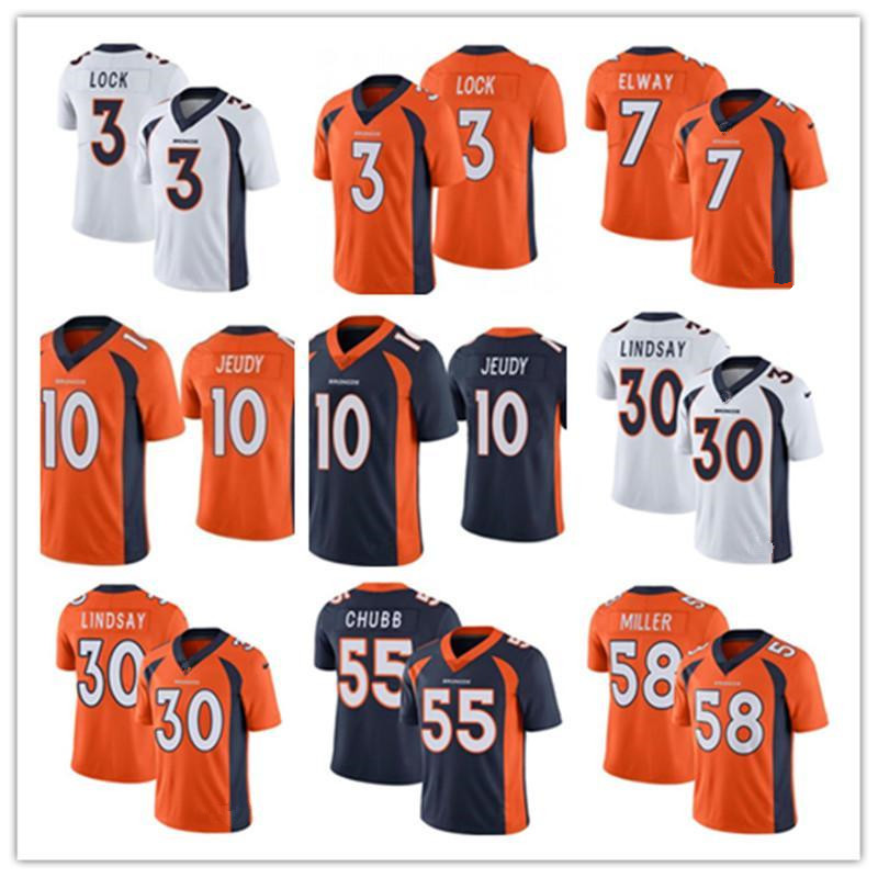 

2021 Mens 3 Drew Lock 10 Jerry Jeudy 58 Von Miller 55 Bradley Chubb 30 Phillip Lindsay 7 John Elway Football Jerseys, Black