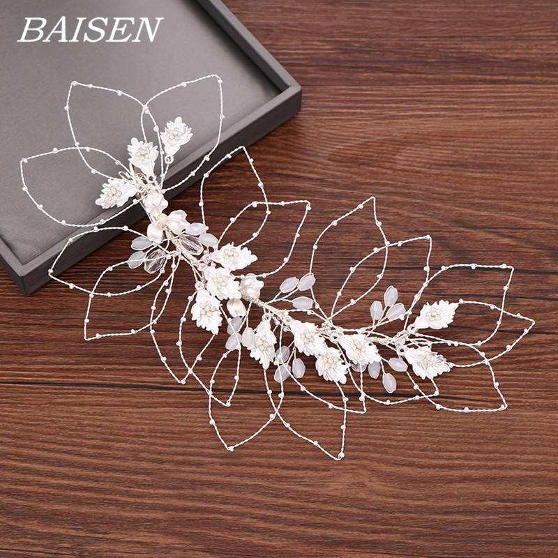 

Hair Clips & Barrettes Bridal Headband Accessories Wedding Bride Tiara Hairband Silver Color Leaf Decoration Jewelry For, Golden;silver
