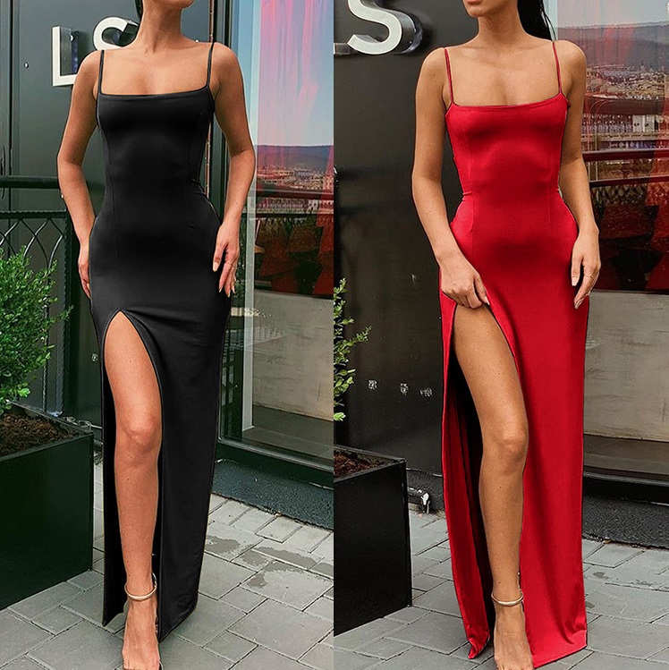 Women midi dresses casual streetwear designer long evening Dress soild dress for woman summer Middle East Formal Gowns Prom Spaghetti Straps High-image-701821068