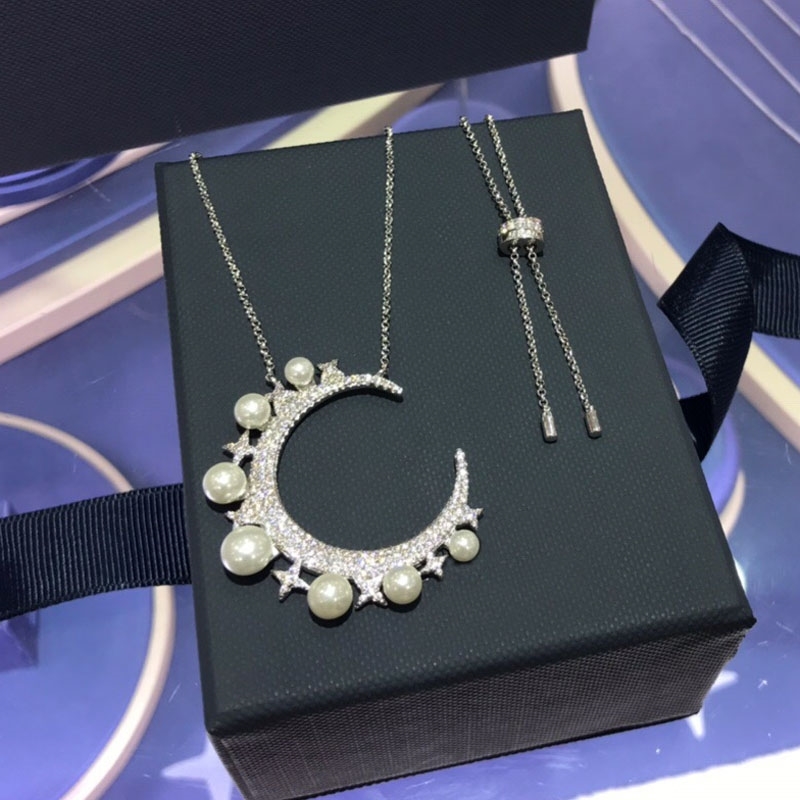 

UMGODLY Arrival Luxury Brand Pearl Necklace Cubic Zirconia Star Moon Pendant Elegant Women Wedding Jewelry Gift