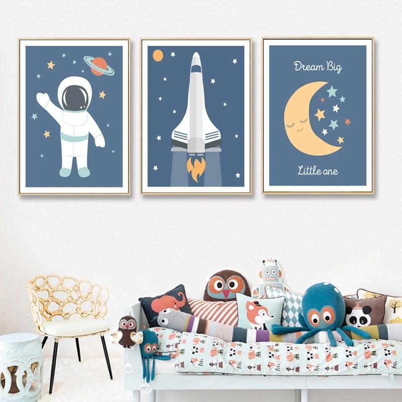 

Paintings Nursery Wall Art Canvas Painting Space Poster Stars Prints Moon Posters Nordic Baby Kids Bedroom Decoration