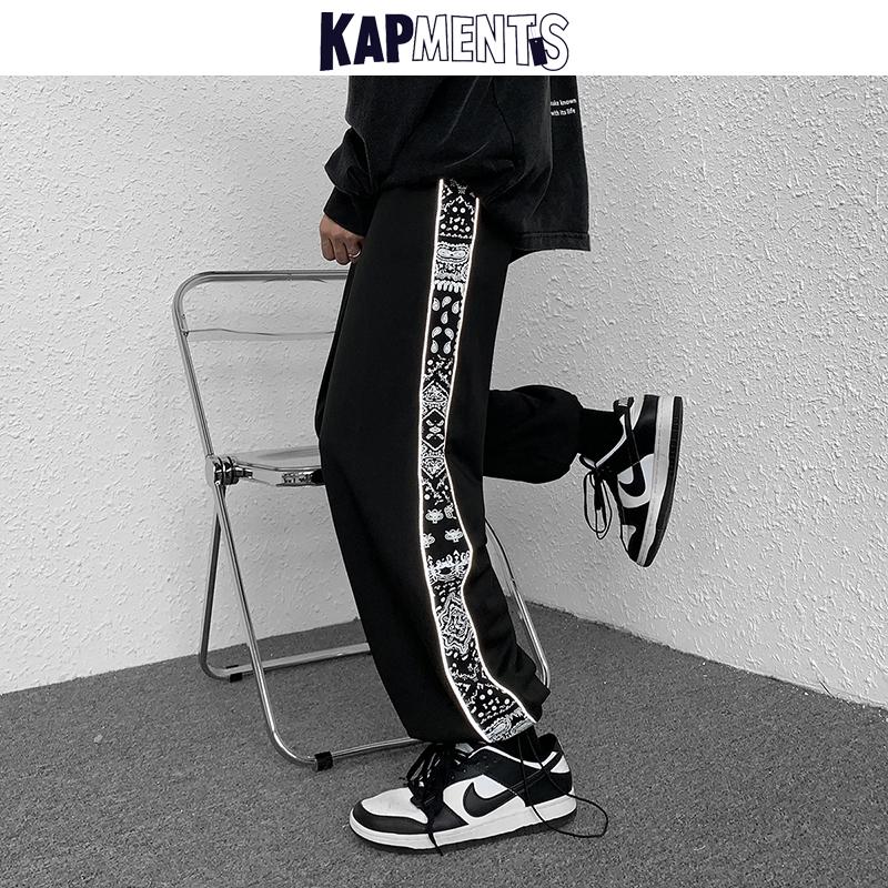 

Men's Pants KAPMENTS Men Paisley Streetwear Casual Sweatpants 2021 Mens Baggy Harajuku Korean Joggers Man Vintage Solid Sweat Trousers, Black