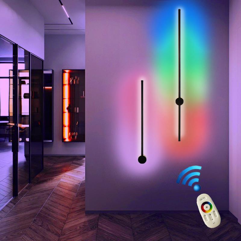 

Nordic RGB Wall Lamp LED Wall Remote Dimming Bedroom Lamp Acrylic Indoor Lighting Living Room Color Background Decoration