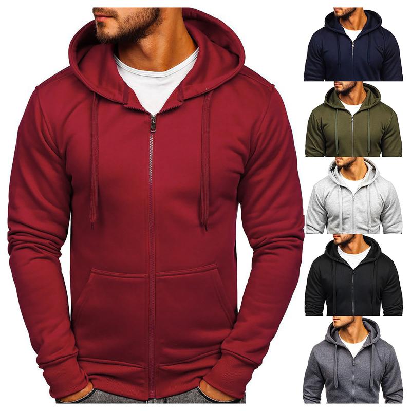 

Men's Hoodies & Sweatshirts Plus Size Tracksuit Autumn Winter Drawstring Pocket Hooded Sweatshirt Long Sleeve Slim Coat Male Jacket, Black