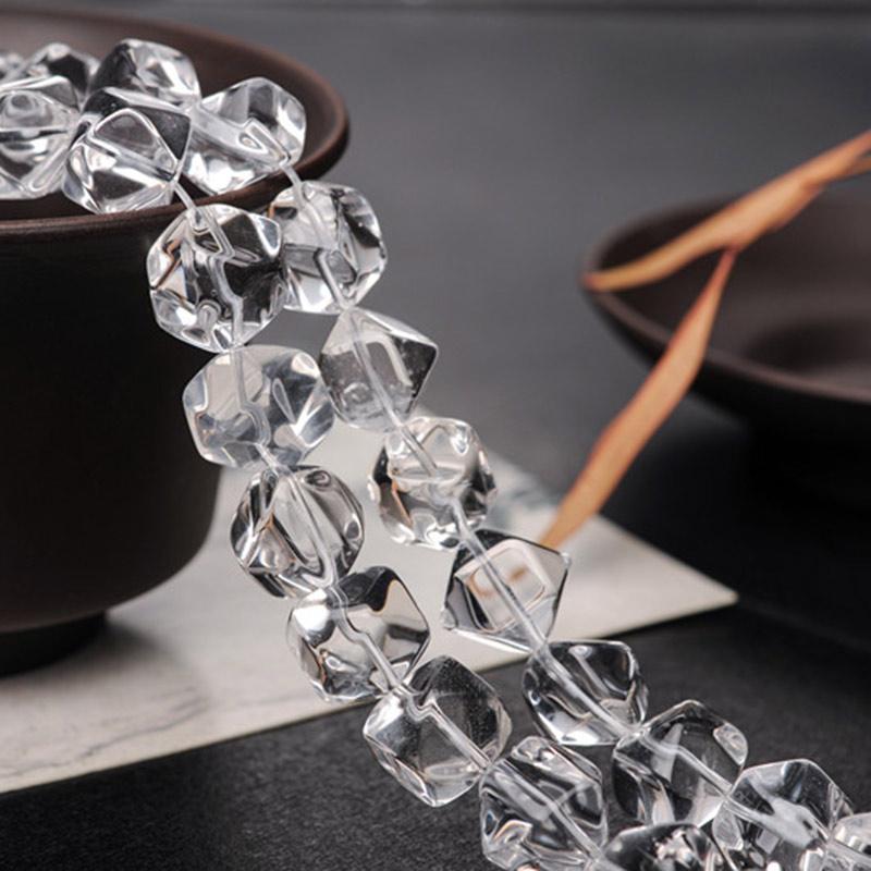 

Other 8mm-16mm Natural Freeform Faceted White Rock Quartz Beads For Jewelry Making 15'' Needlework Crystal DIY