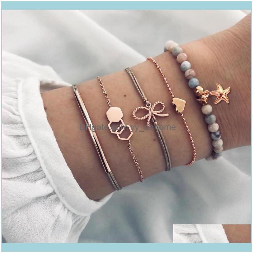 

Link, Bracelets Jewelrylink, Chain Vagzeb 30 Styles Classic Bow Heart Starfish Multilayer Adjustable Open Bracelet Set For Women Fashion Par