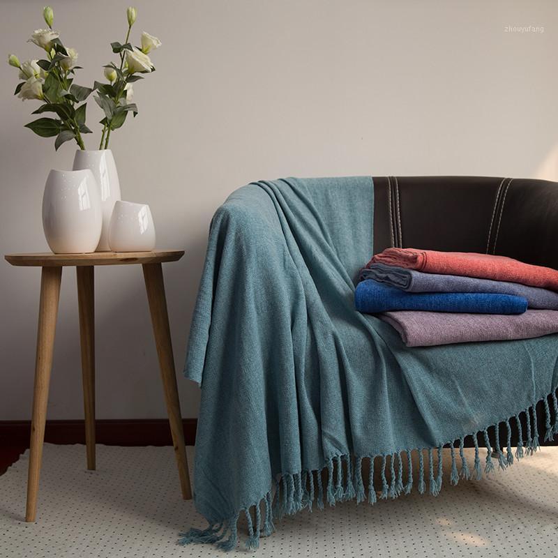 

Blankets Solid Color Europe Style Summer Blanket 170x130cm Soft Napping Tassels Sofa Throw Office Cape Casual Thread