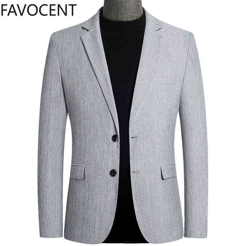 

Suit Jacket Mens Fashion Tops Slim Handsome Spring Autumn Male Suits Coat British Casual Mens White Blazer Jacket Solid 211111, Grey