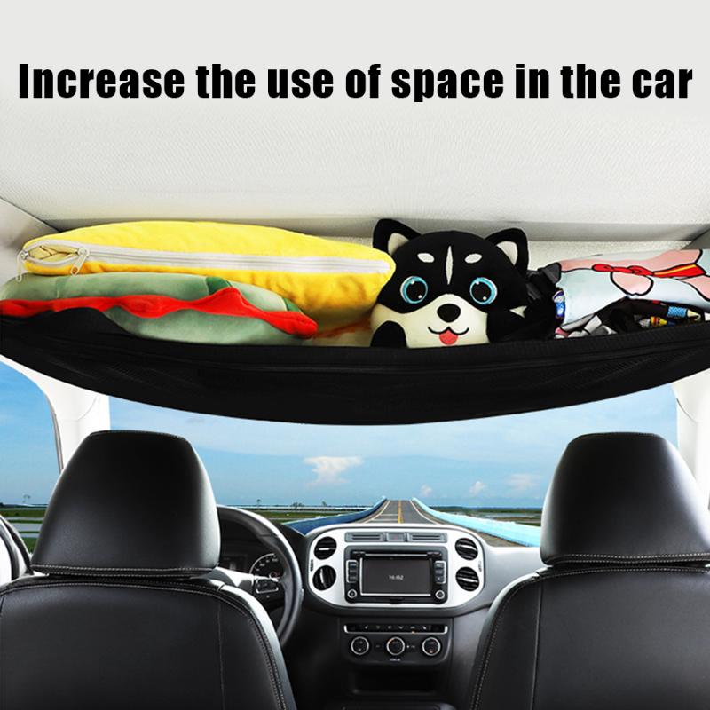 

Car Organizer Storage Pouch Interior Adjustable Ceiling Grab Handle Net Bag Drawstring Sundries 80*60cm/31.5*23.6
