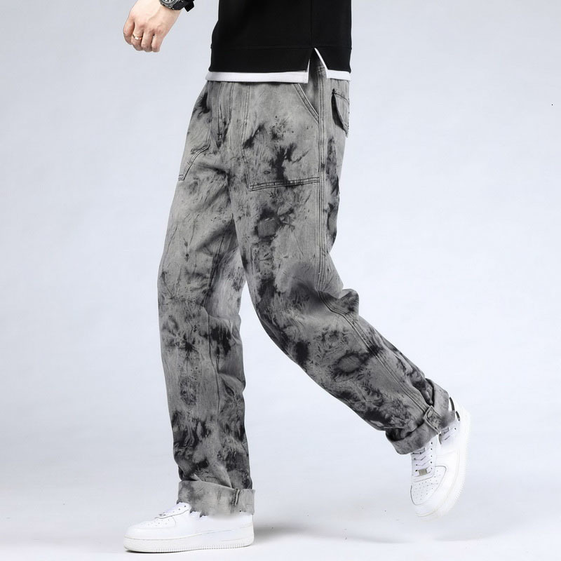 

Print Punk Skateboard New 2021 Casual Men's Baggy Hip Hop Jeans Plus Size 30-46 with Multi Pockets Fgb7, 2808 2