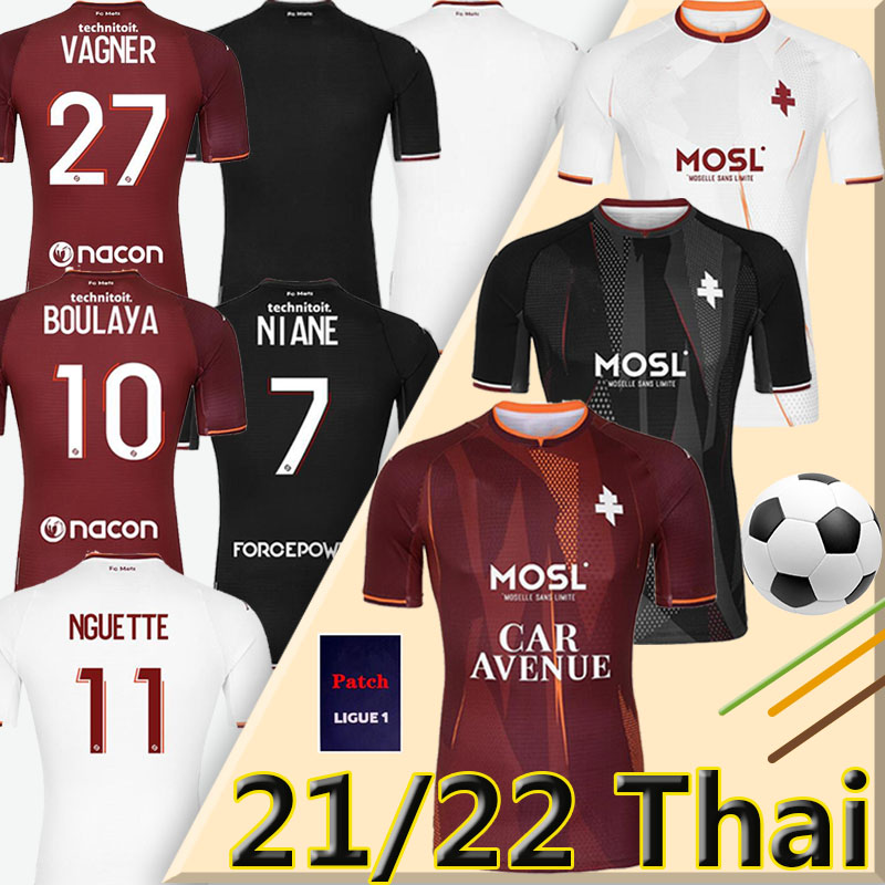

2021 2022 FC METZ Soccer Jerseys VAGNER BOULAYA NIANE 21/22 UDOL YADE CENTONZE DELAINE SARR NGUETTE football shirts home red away black third white uniforms fourth, 20 21 third