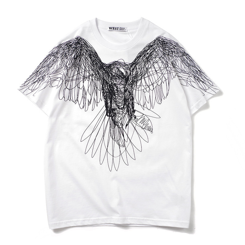 

2021 Arrival New Hot Sale the Neck Knitted t Shirt Tshirt Homme Hip Hop Line Eagle 3d Imprint Short Sleeve Impression Pure Cotton 27lt, See chart