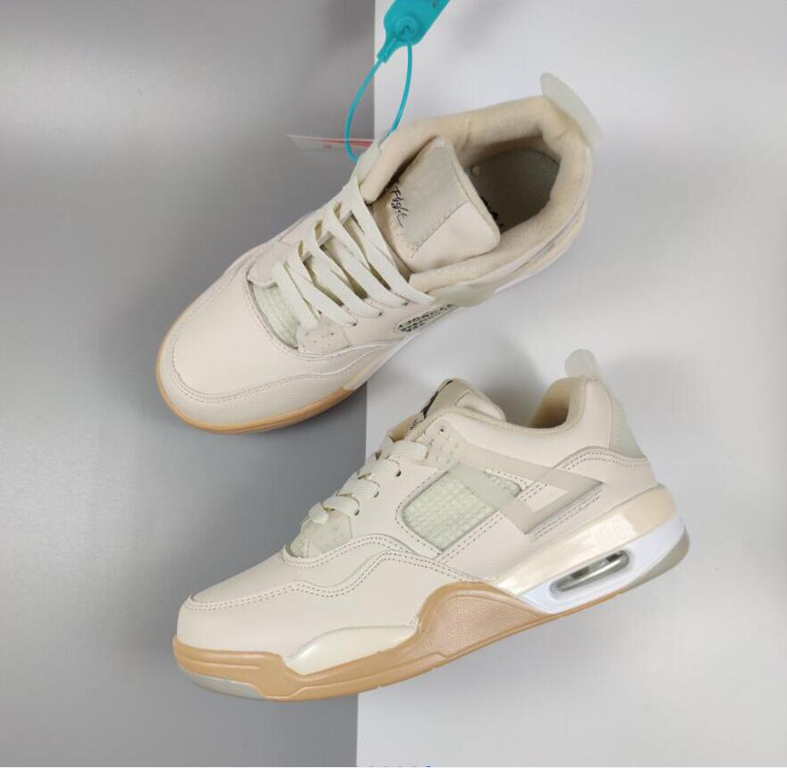 

Top quality Jumpman 4s xOff White Basketball Designer Shoes Cream Sail 4 outdoor running trainers sports Ship Full Size 36-44 CV9388-100, Beige