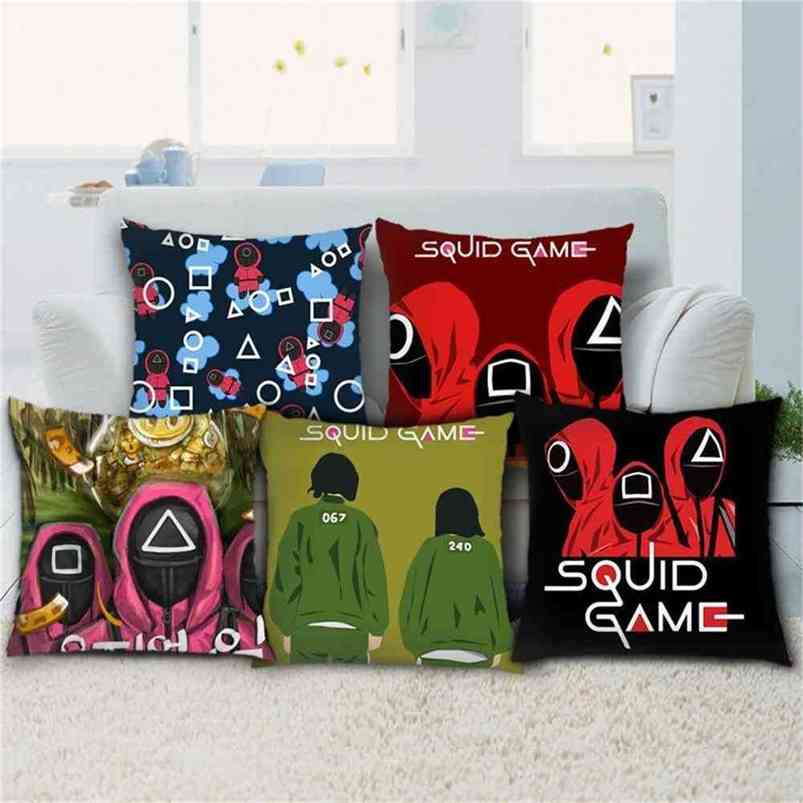 

45*45CM Linen Pillowcase The Squid Game Pillow Cases Sofa Car Throw Pillow Cushion Covers Cartoon Print TikTok Trendy Party Ornament Decor Comic Related G1111AH0, Mixed or choose from 16 colors