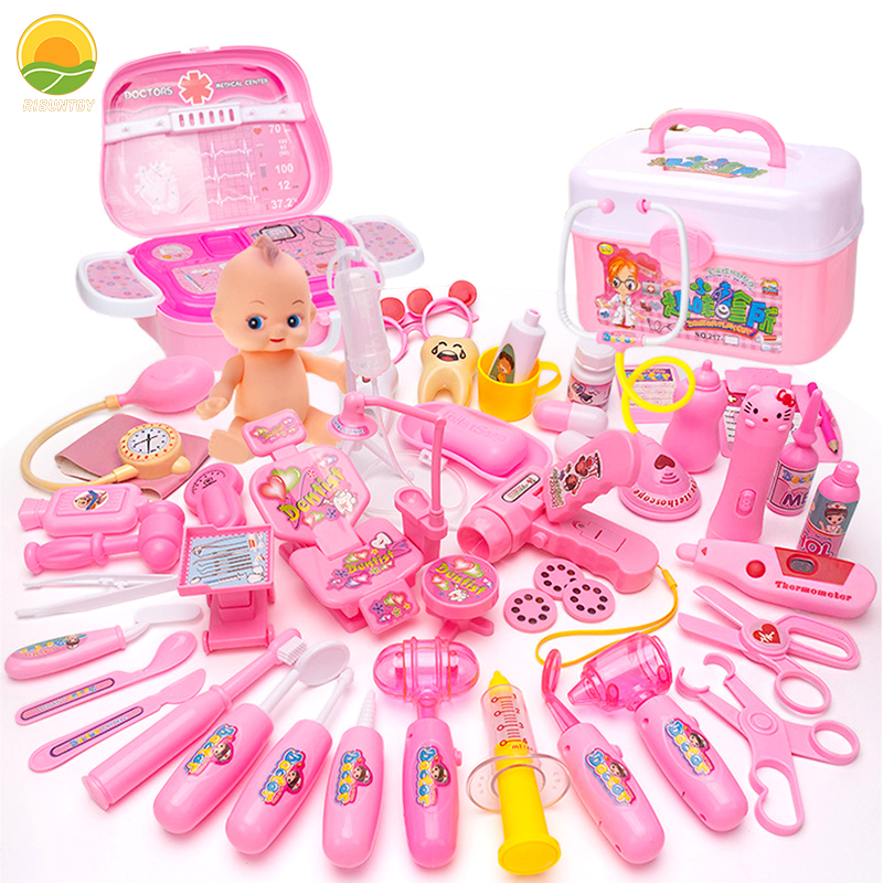 

20-39Pcs Doctor Toy Girl Nurse Games Set Kid Role-Playing Medical Accessories Uniform Tool Costume Education for Children Gifts 210312