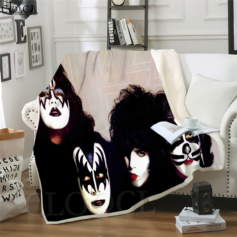 

CLOOCL Hot Hair Metal Kiss Band 3D Print Hip-hop Style Air Conditioning Blanket Teens Bedding Throw Blankets Plush Quilt