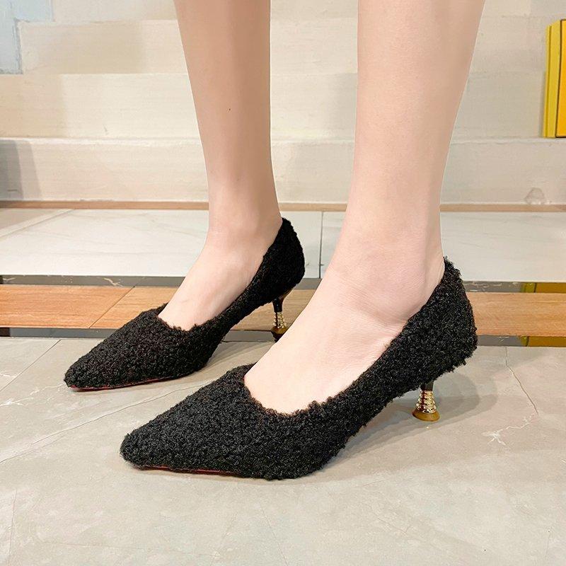 

Dress Shoes 2021 Spring And Autumn Korean Style Pointed Toe Shallow Mouth Casual Fashion Women All-match Stiletto High Heels, Black 9cm