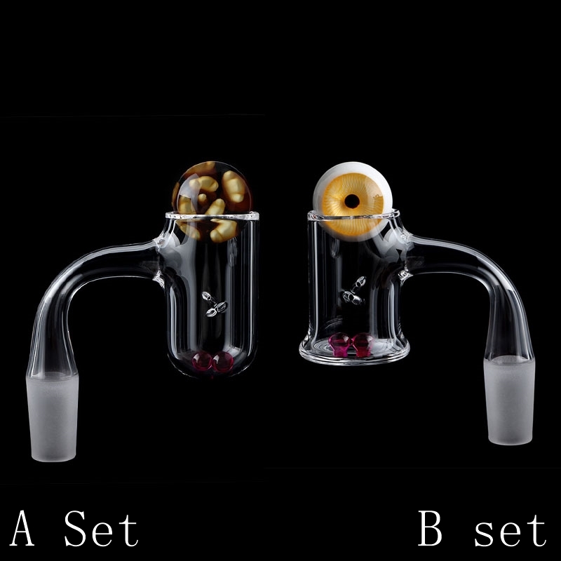 

Smoking Full Weld Evan Shore/Round Bottom Quartz Banger Beveled Edge Nails 2pcs Tourbillon/Spinning Air Holes with Glass Marble Carb Cap for