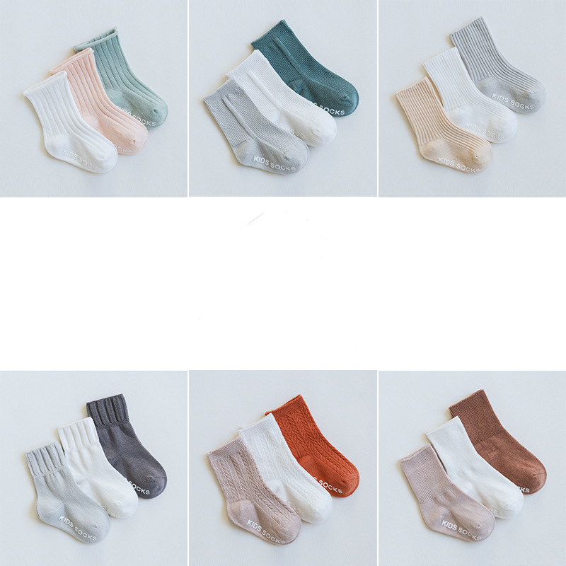 

3 Pairs/lot Children's Socks Solid Striped Summer Spring Boy Anti Slip Newborn Baby Socks Cotton Infant Socks For Girls 806 Y2, Color you want