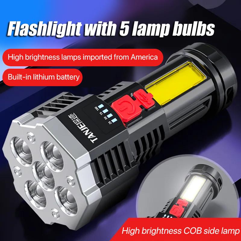

Flashlights Torches 4-core Super Bright Rechargeable Outdoor Multi-function P1000 Led Long-range Spotlight Battery Display COB Li