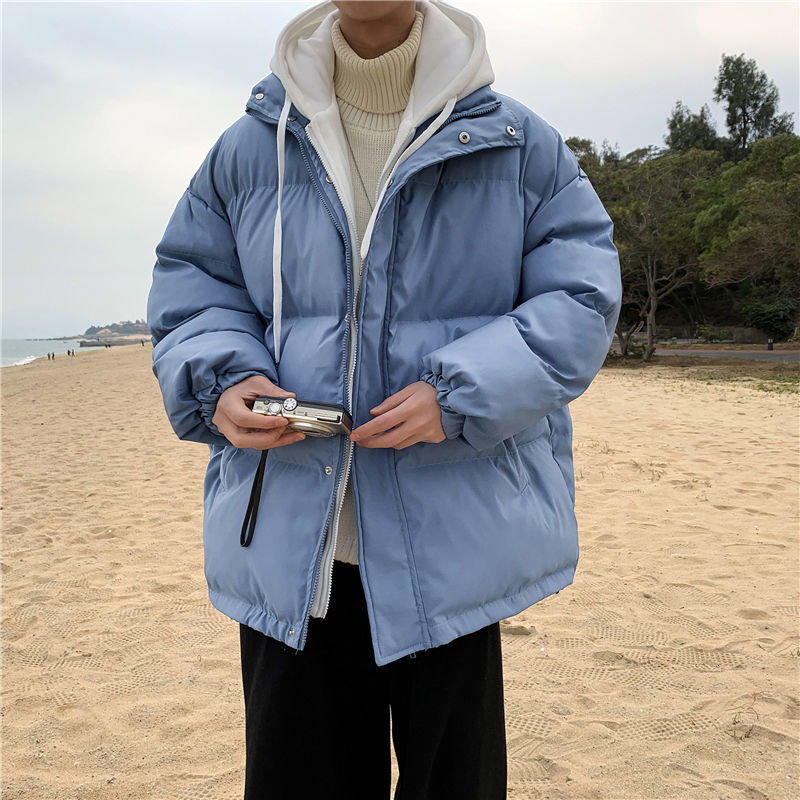 

2021 New Winter Thick Jacket Men's Warm Fashion Casual Fake Two-piece Hooded Parka Men Streetwear Korean Short Coat Mens Clothes G2db, Black