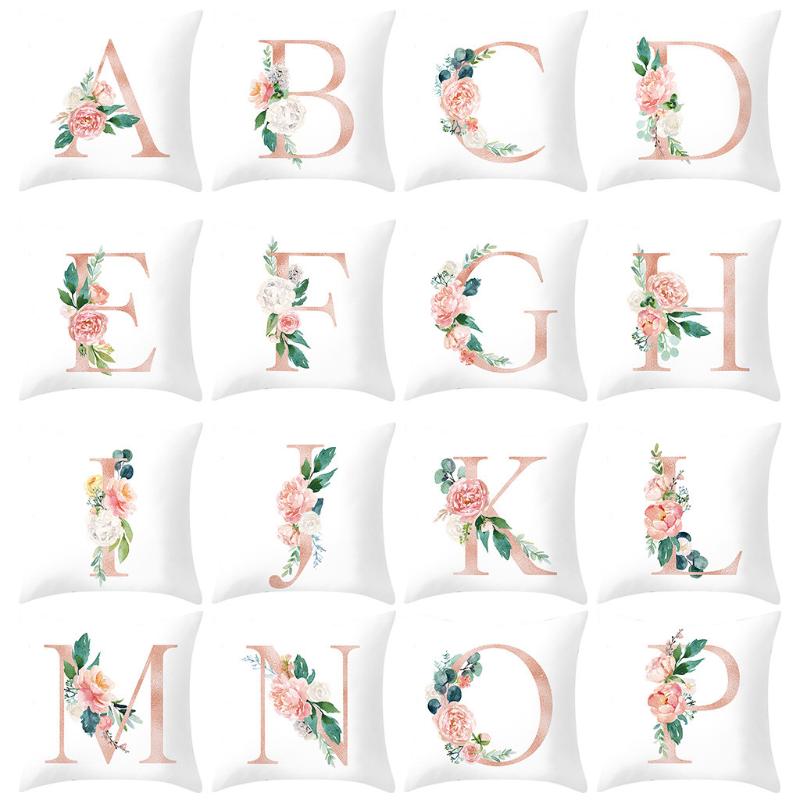 

Letter Pillow Alphabet Cushion Cover Soft And Comfortable/One-sided Embroidery For Sofa Home Decoration Flower Pillowcase New Pillow Case