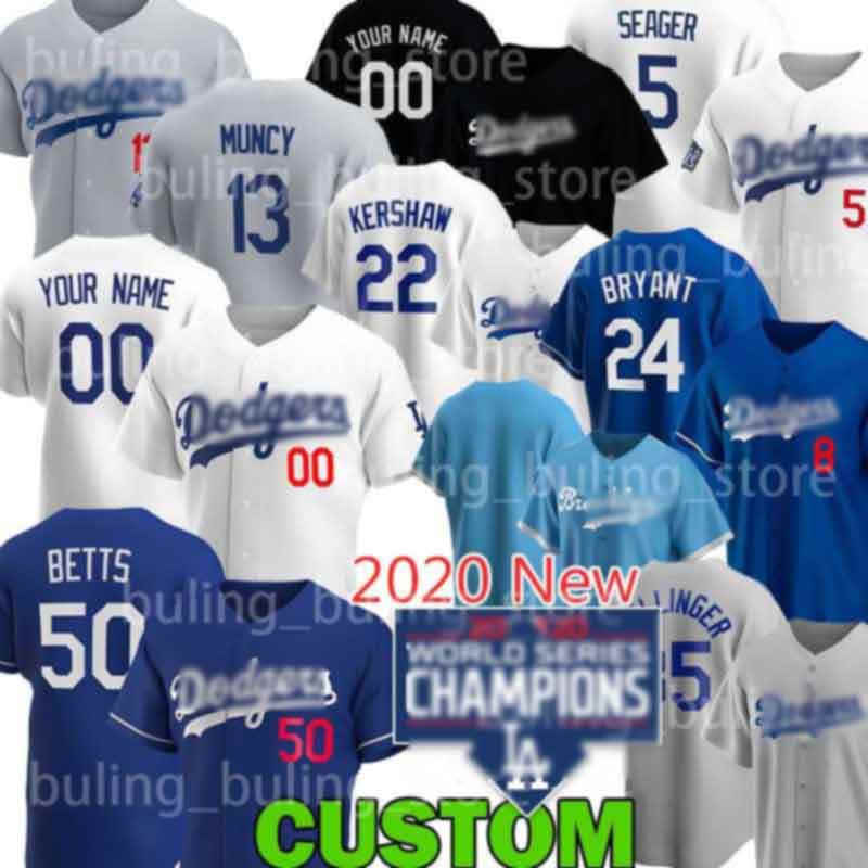 

2020 World Series Champions Dodgers Jersey 35 Cody Bellinger Mookie Betts 5 Corey Seager Chris Taylor Justin Turner Los Custom Angeles, Blue;black