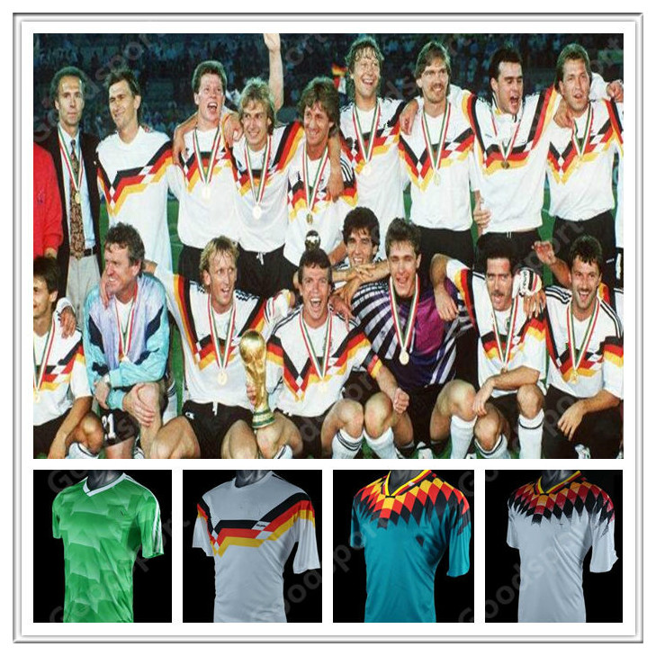 

OZIER 90 96 94 14 04 Germany Retro Soccer Jersey 18 KLINSMANN Matthaus Mueller Muller Effenberg Kahn Deutschland Ballack Football Klose, Black;yellow