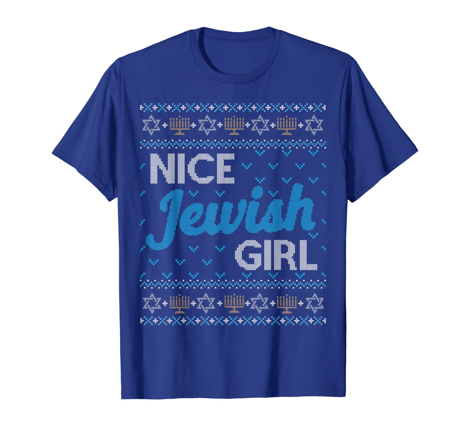 

Funny Ugly Hanukkah Sweater Shirt Nice Jewish Girl Matching, White;black