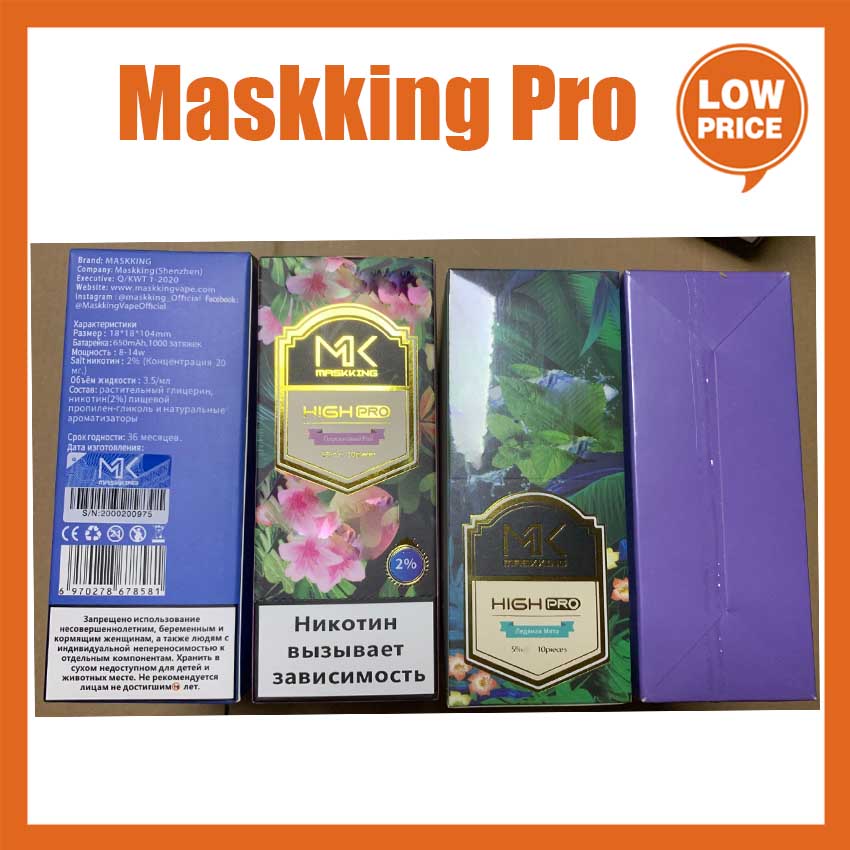 

Maskking Pro Russian version box Disposable Vape Pen 650mAh battery 3.5 1000puffs High Pro GT 2.0 Series Vaporizer Starter Kit Ecigs