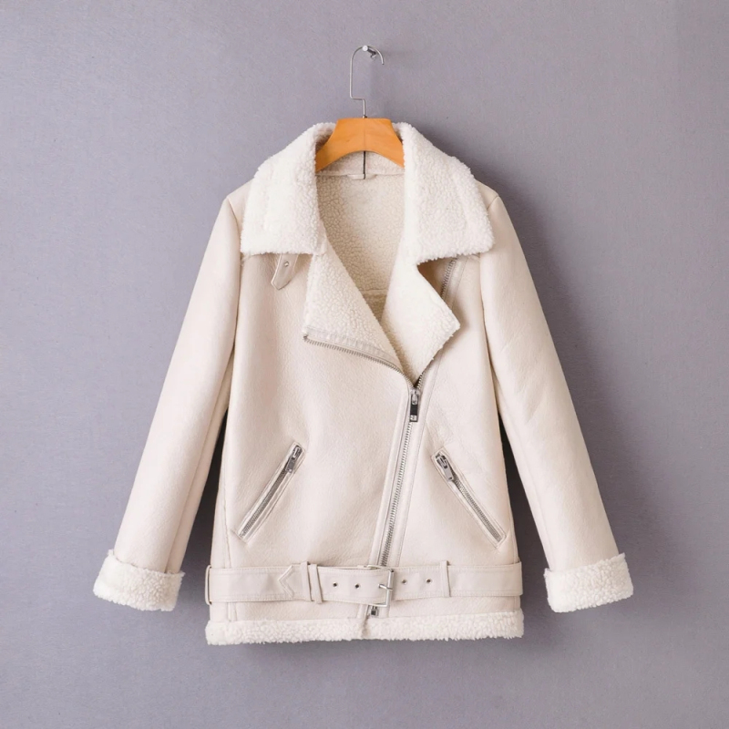 

Winter Women Faux Fur Leather Jackets Female Thick Double-Faced Jacekt Coat Casual Ladeis Chic Outerwear 2021, Black