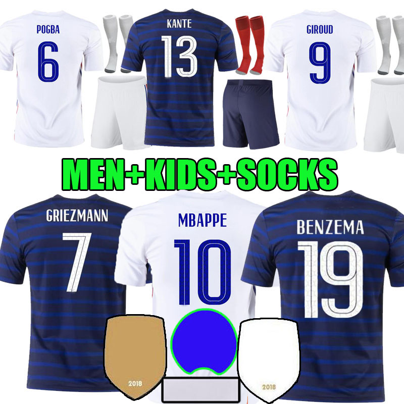 

2021 france soccer jerseys BENZEMA MBAPPE GRIEZMANN POGBA 21 22 national team francia maillot de foot varane Football shirts kante tops women fans player version, Home player version