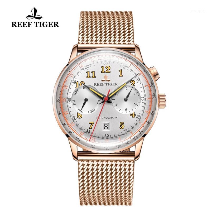 

Reef Tiger/RT Retro Luxury Watches For Men Date Waterproof Perpetual Calendar Rose Gold Automatic RGA9122 Wristwatches, Rga9122-ywyo